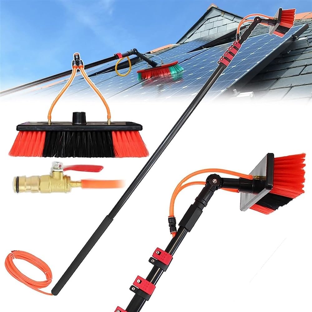 Nettoyage panneau solaire brosse à eau extensible pour enlever les traces tenaces
