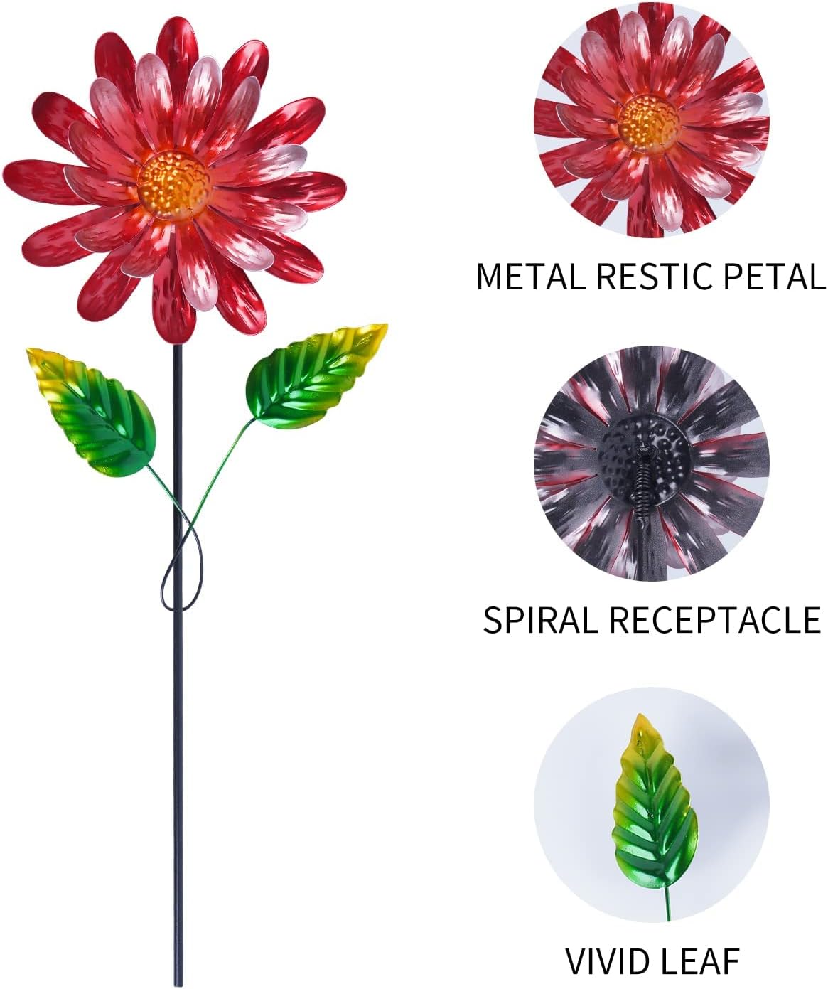 Topadorn Metal Flower Garden Stake Decor,Waterproof Metal Colorful Sunflower Daisy Stick for Yard,Patio Decoration,Set of 3 : Patio, Lawn & Garden