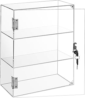 Locking Display Case, Showcase Display Cabinet, 3-Tier Acrylic Display Case with Lock Key, Clear Countertop Display Cabinet with Shelves for Retail Store Collectibles Figures(11.8x5.9x15.7 inch)