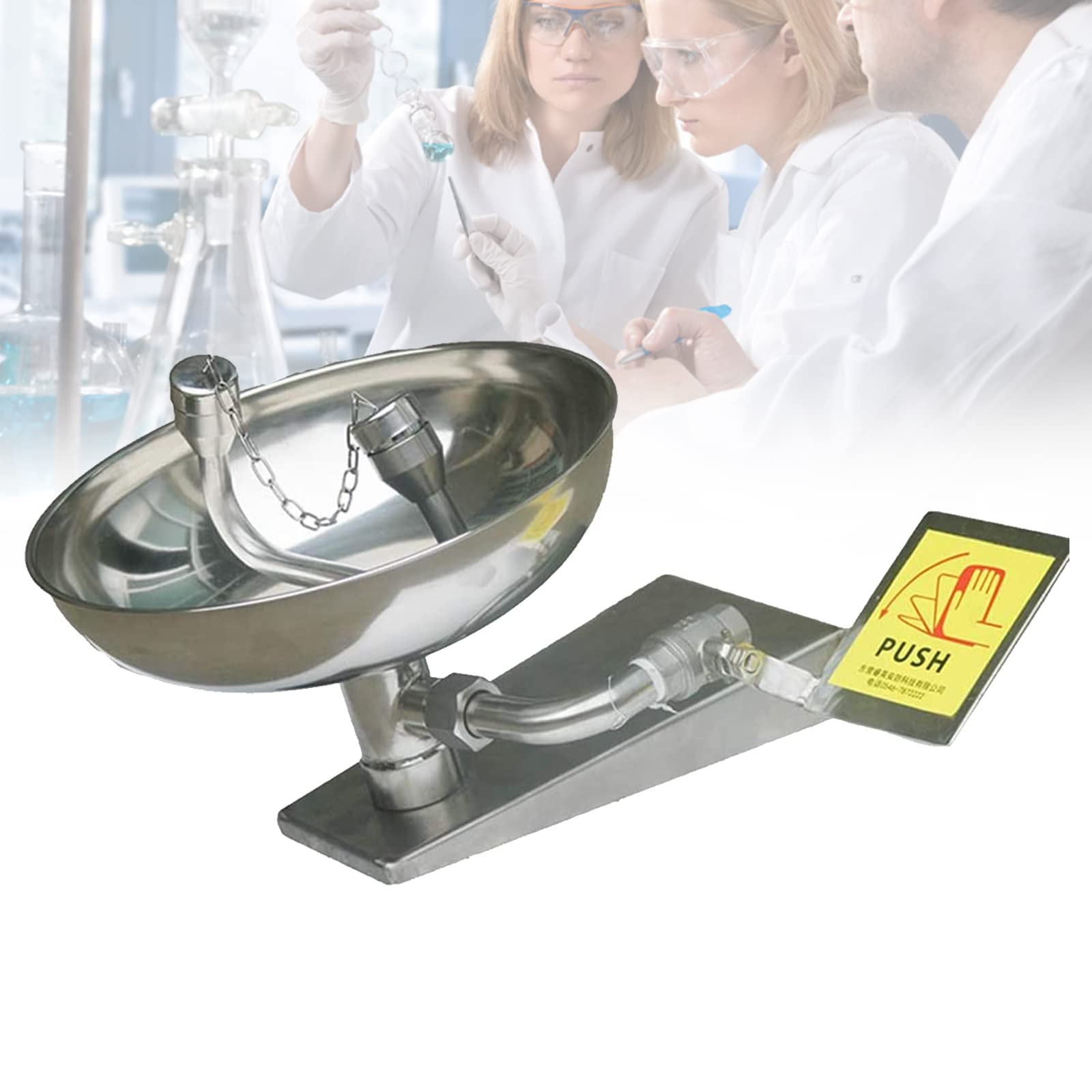 Station de Lavage oculaire Murale, Station de Lavage oculaire d'urgence, Cuvette en Acier Inoxydable 304 + Panneau de Lavage oculaire pour Laboratoire et Usine