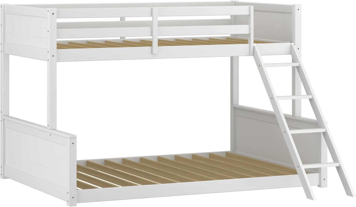 Hillsdale Capri Wood Twin Over Full Size Bunk Bed frame with wooden slats visible.