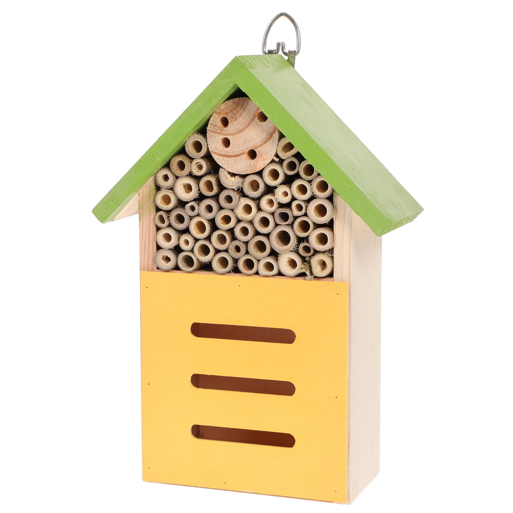 POPETPOP Casetta per Insetti Decorazione Ecologica in Legno da Giardino Rifugio per Api e Insetti Benefici, Stile Casetta Verde per Giardino