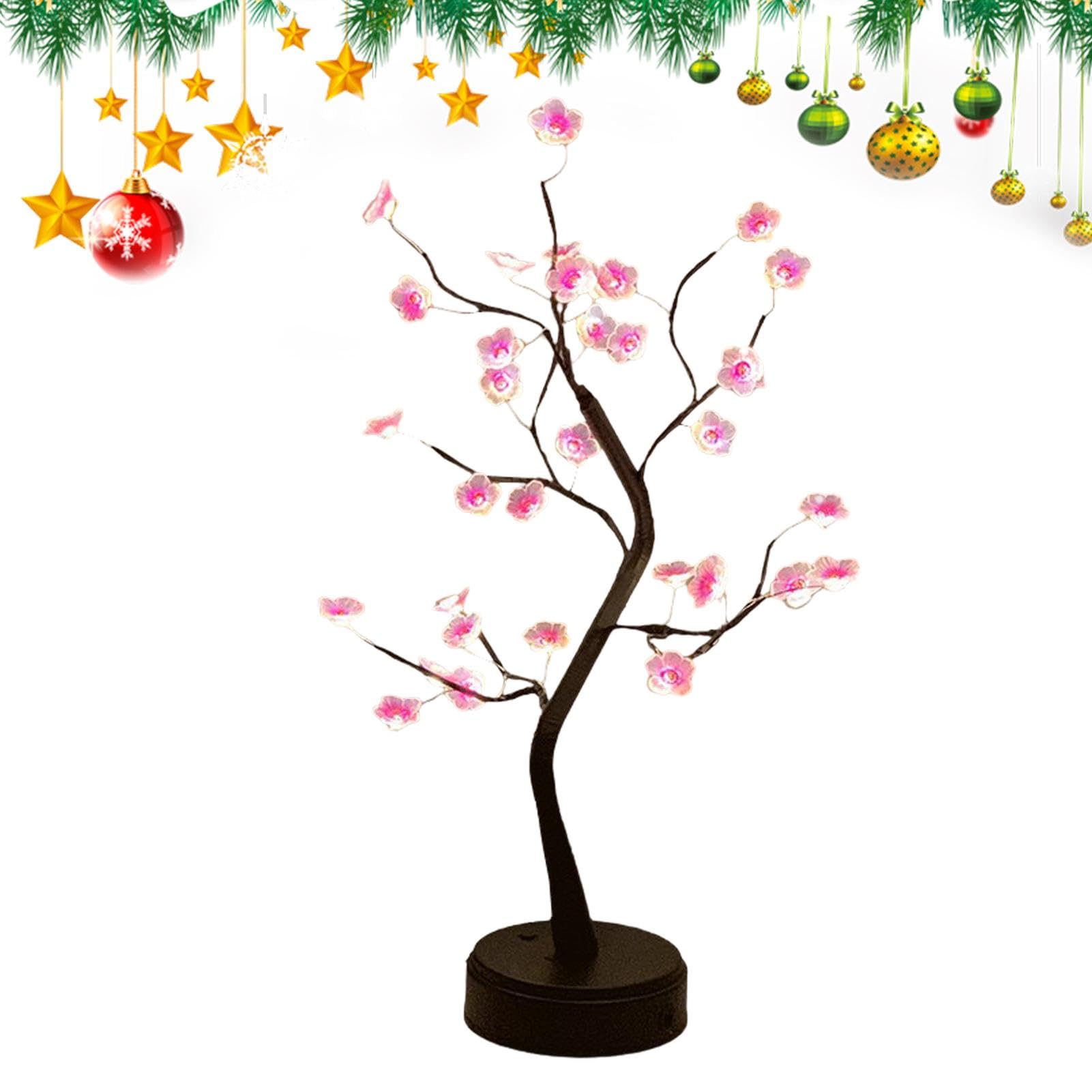 Plum Blossom Bonsai Tree - LED Flower Lamps Bonsai Tree Christmas Lights | Stable Base Light Up Plum Blossom Tree Tabletop Tree Lights for Indoor Outdoor Decoration