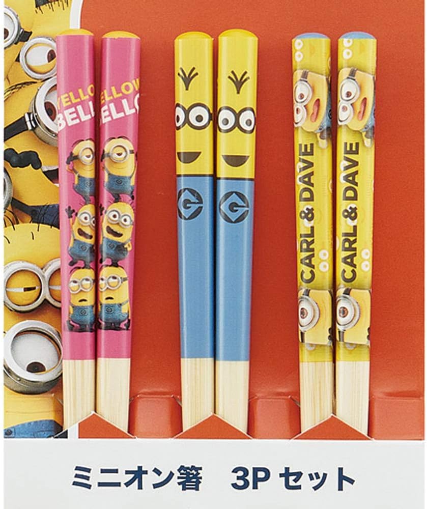 Skater ANT2T-A Bamboo Chopsticks, 3 Pairs Set, 6.5 inches (16.5 cm), Minion