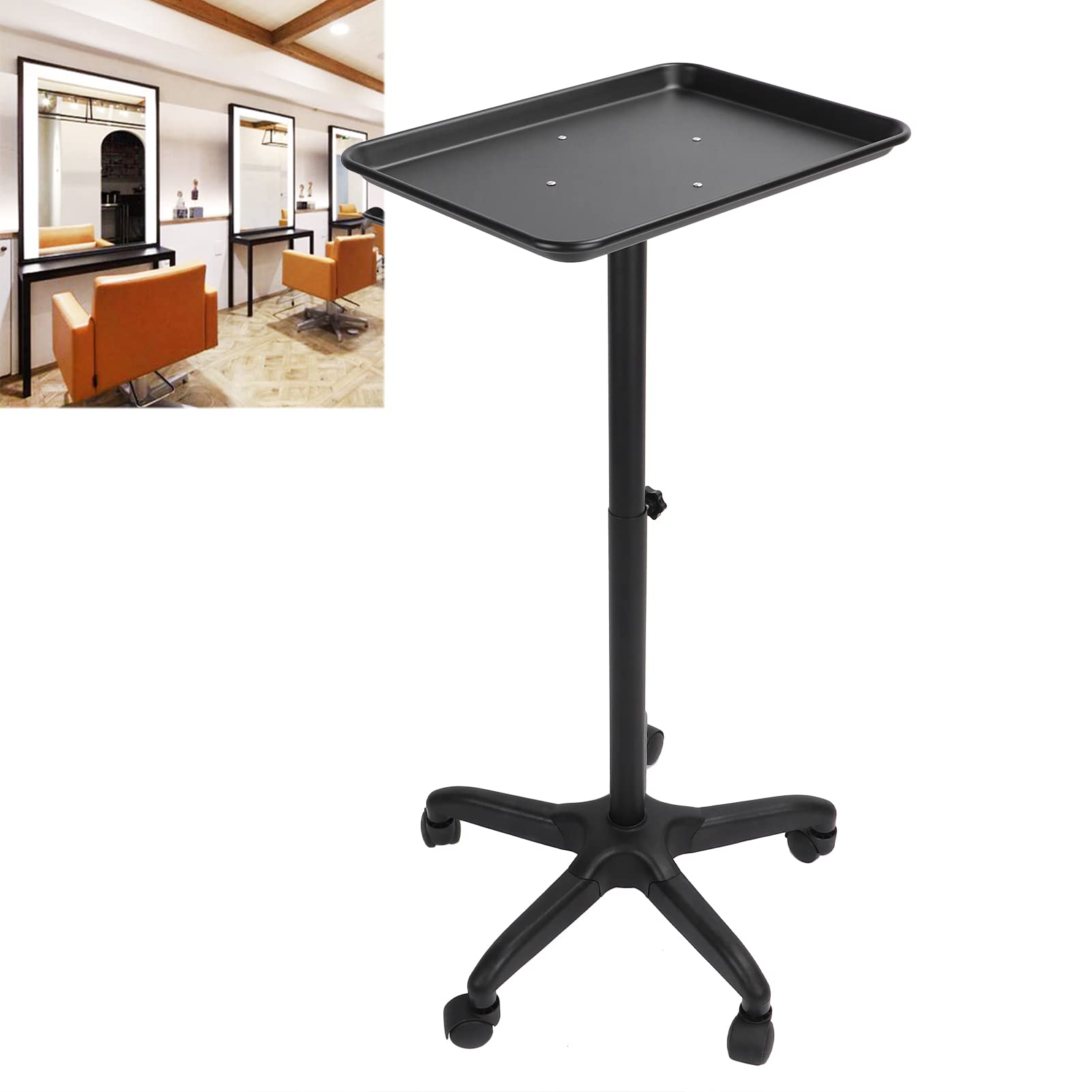 Bandeja de Tatuaje para Carrito de salón, Carrito de Bandeja de salón con Plataforma de Almacenamiento, Equipo con Ruedas y Altura Regulable, para Carro Dental, Accesorio para Belleza