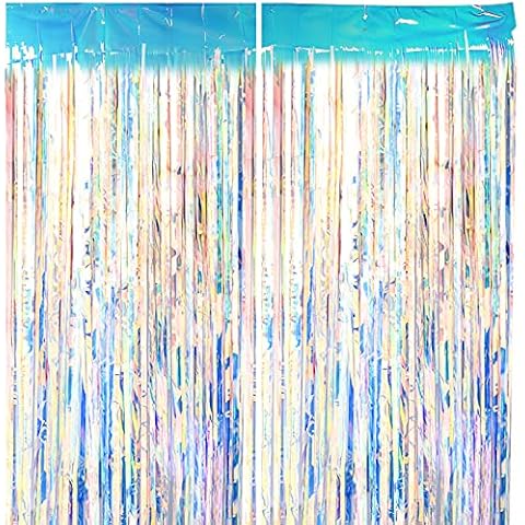2 Pcs x 2m x 1m Metallische Lametta Vorhänge Hintergrund Funkeln Vorhängen Dekoration Cover