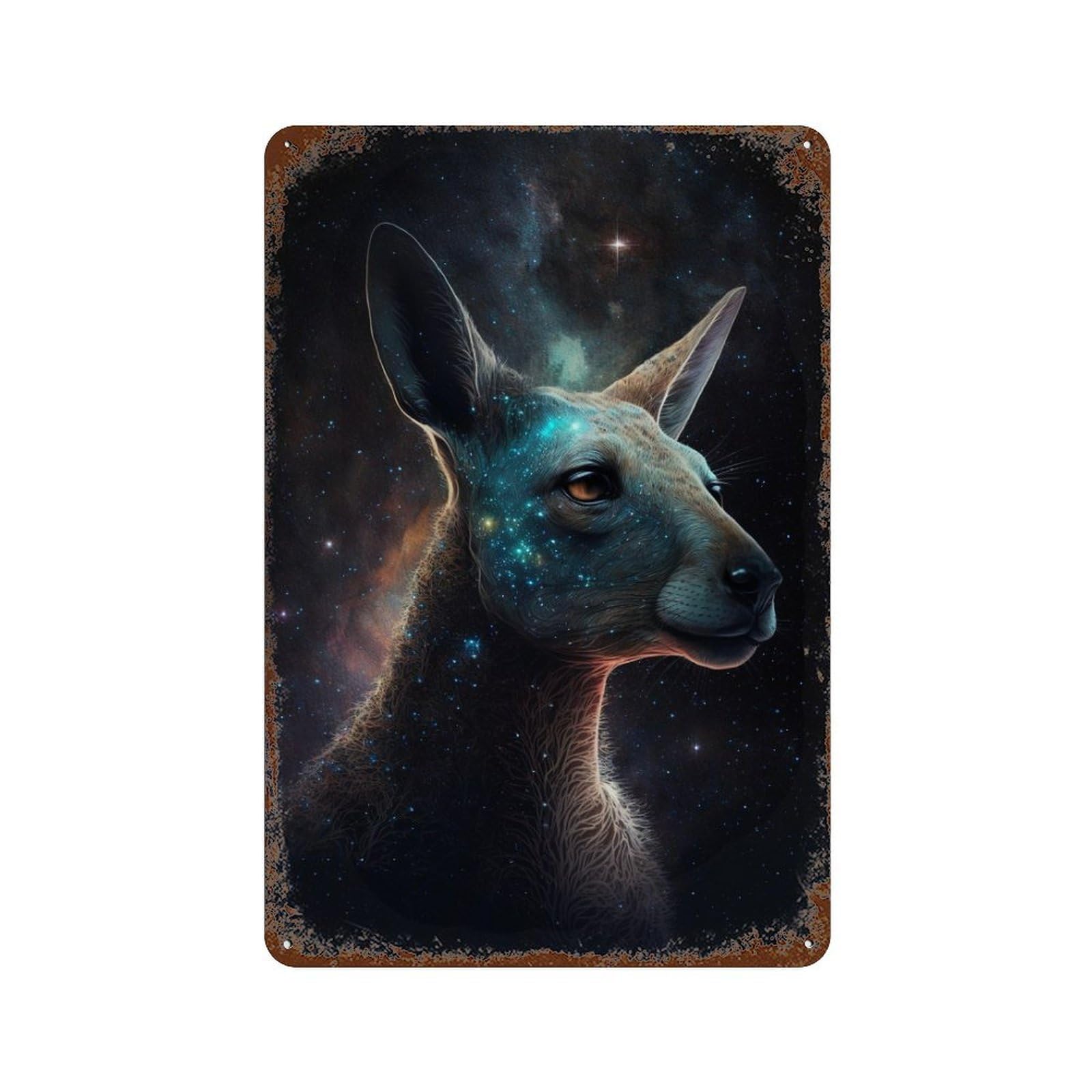 Cosmic Kangaroo Portrait-2 Rust Effect Tin Sign 11.8"x7.9", Vintage Wall Decor for Bistro, Counter And Cafe Decor