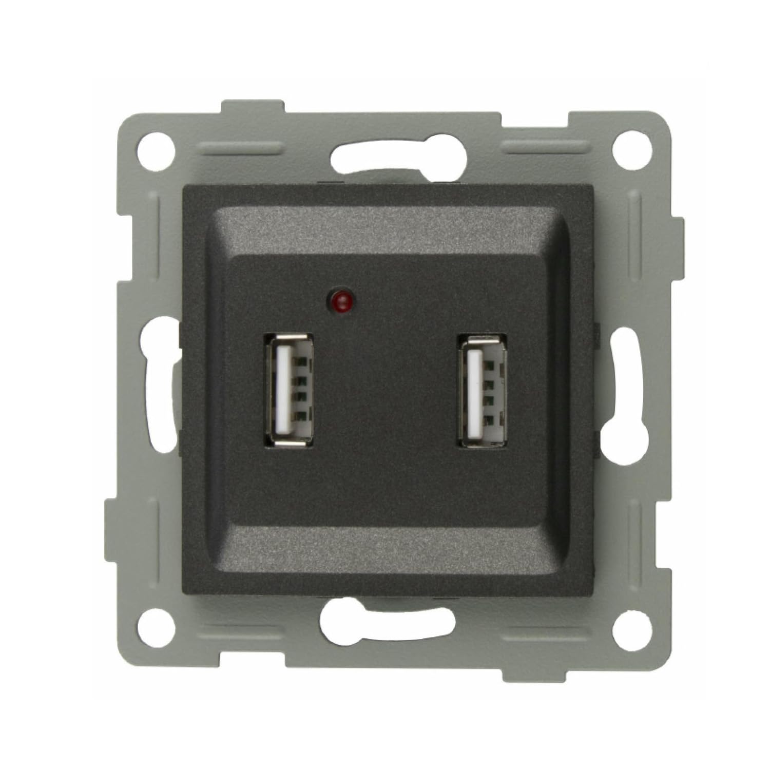 Double port USB graphite ideal pour recharger les smartphones au bureau