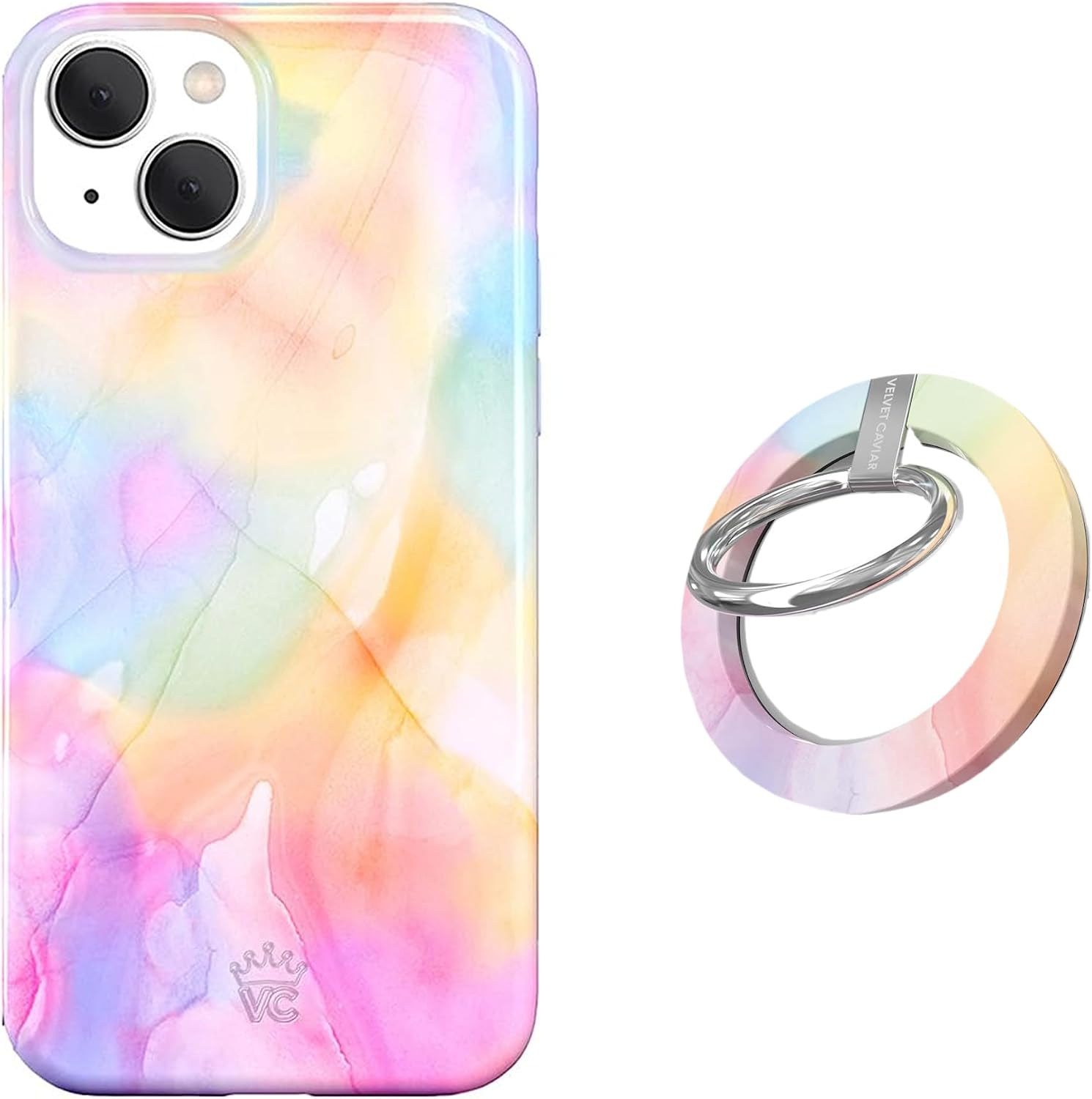 VELVET CAVIAR MagSafe Grip + iPhone 14 Plus Case (Bundle - Pastel Tie Dye)