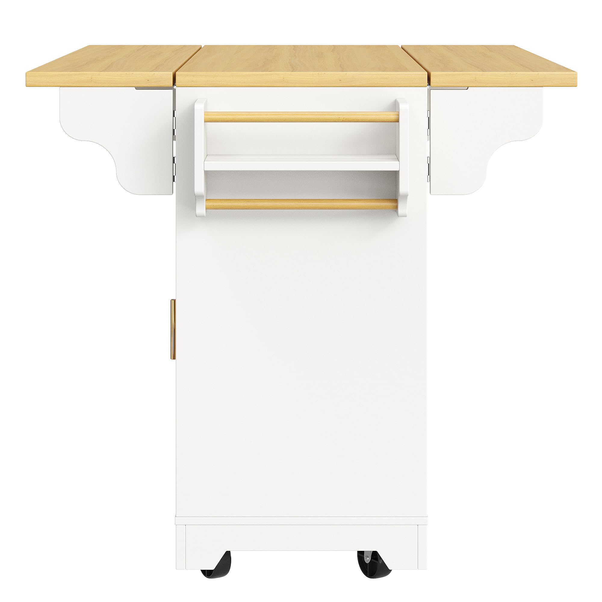 95 cm di altezza ergonomica, carrello da portata con piano pieghevole su entrambi i lati, ripiani regolabili, portabottiglie mobile, bianco