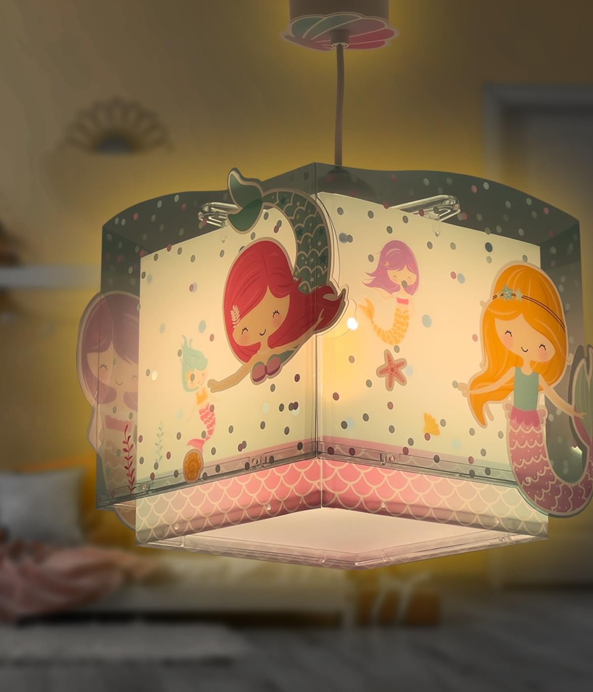 Dalber Kinder Pendelleuchte Mermaids Meerjungfrauen 63442M | Hängelampe; Deckenleuchte; Kinderzimmer; E27 - 1 x 15W