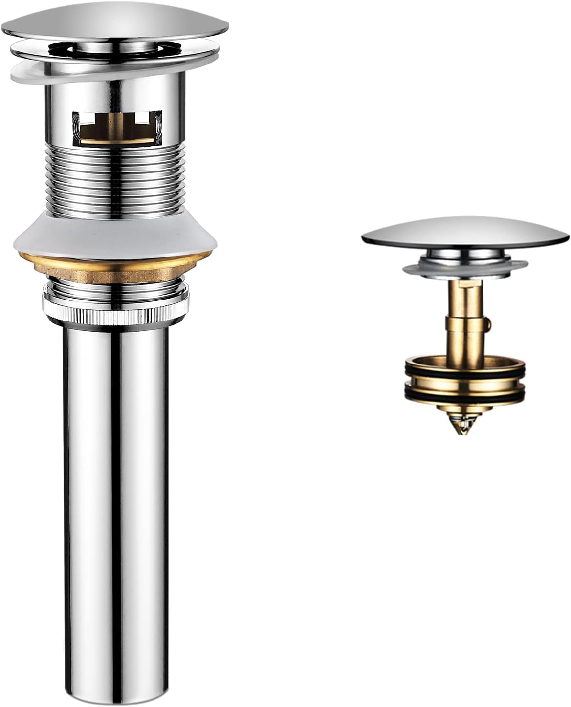 ROVATE Brass Pop up Sink Drain with Detachable Strainer Basket