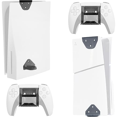 VIVO 2-in-1 Wall and Under Desk Mount Bracket Designed for PS5 and PS5 Slim Gaming Console, PlayStation 5 Standard and Digital Edition, Vertical Wall Display, 2 Controller Mounts, Black, MOUNT-PS5C
