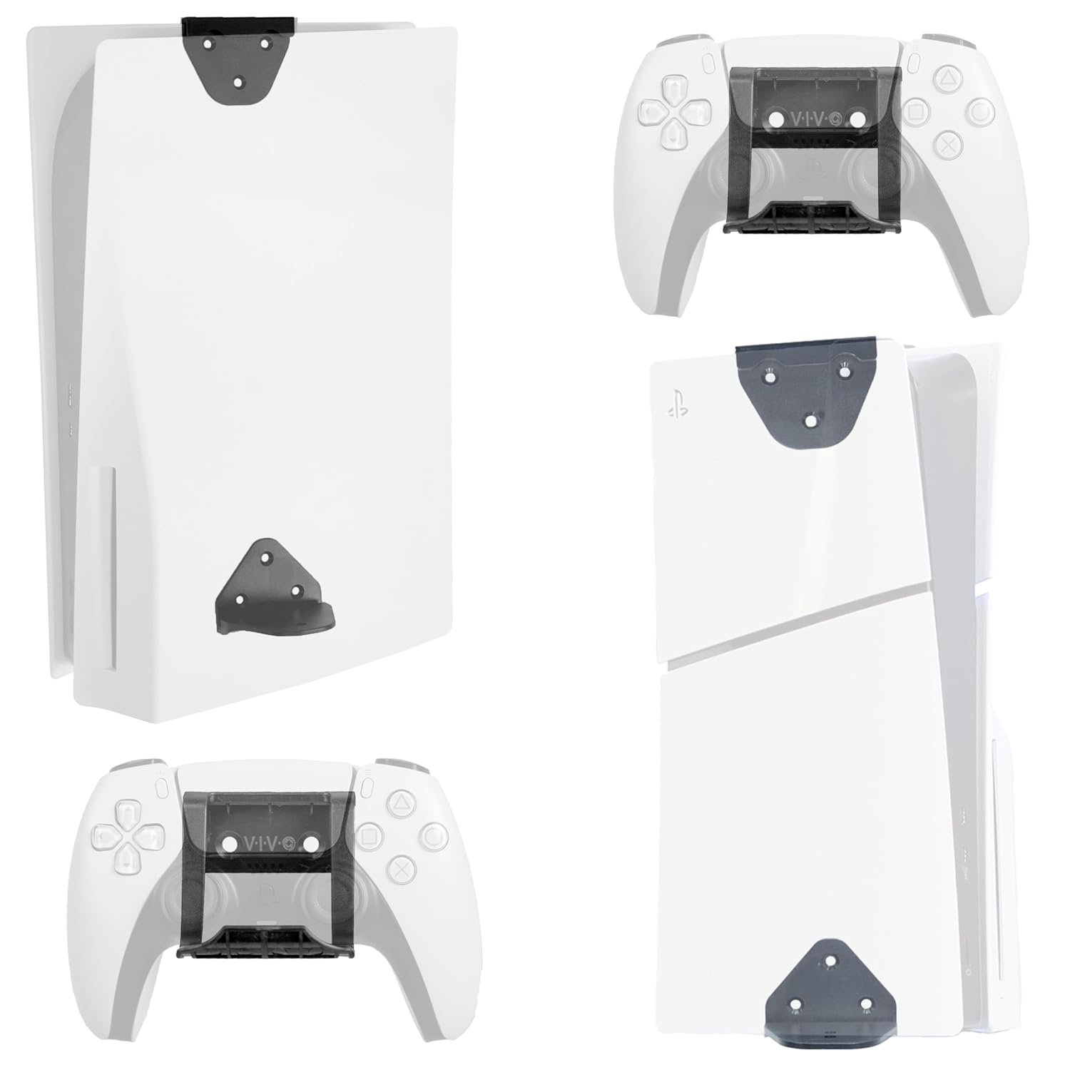 VIVO 2-in-1 Wall and Under Desk Mount Bracket Designed for PS5 and PS5 Slim Gaming Console PlayStation 5