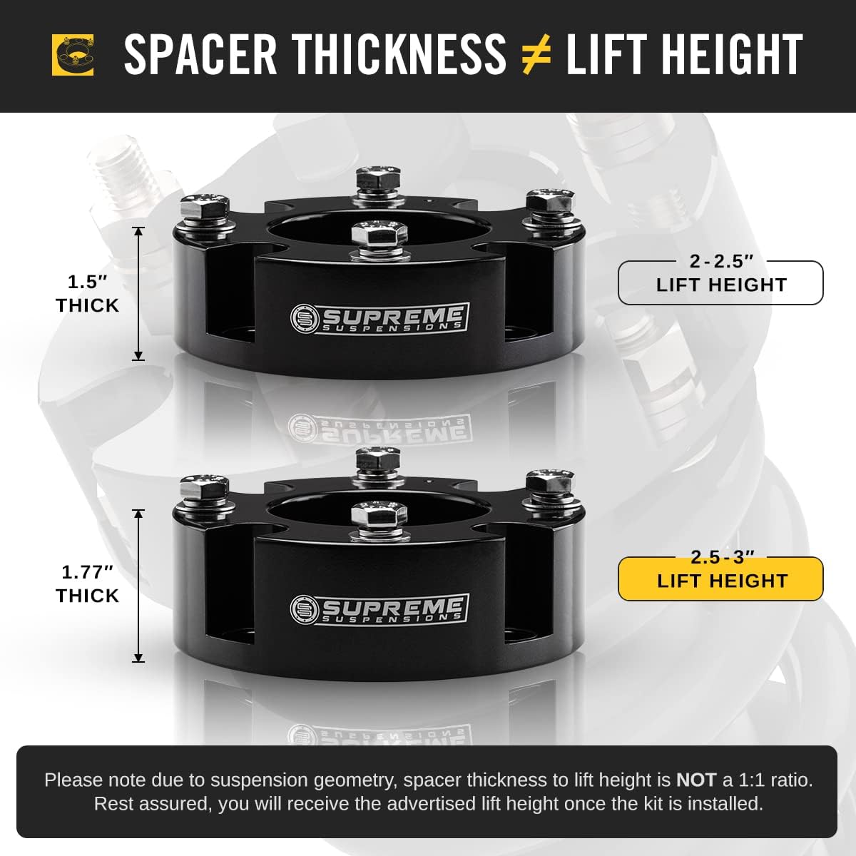 Supreme Suspensions - 3" Front + 2" Rear Lift Kit for 2007-2021 Toyota Tundra 2WD 4WD - Heavy-Duty Full Suspension Lift Kit (Black)