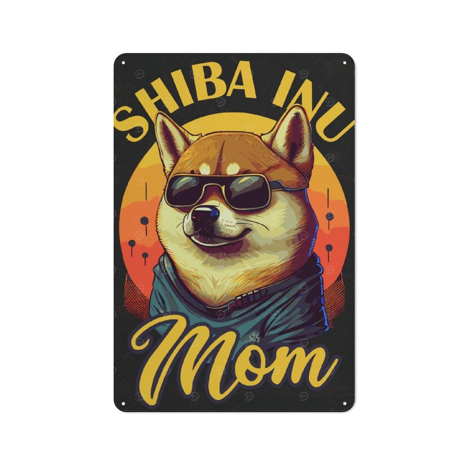 Junmoney Style-6 Funny Shiba Inu Dog Mom Rustic Metal Plaque 30X20cm For Living Room Or Hallway, For Garage, Workshop And Man Cave Decoration