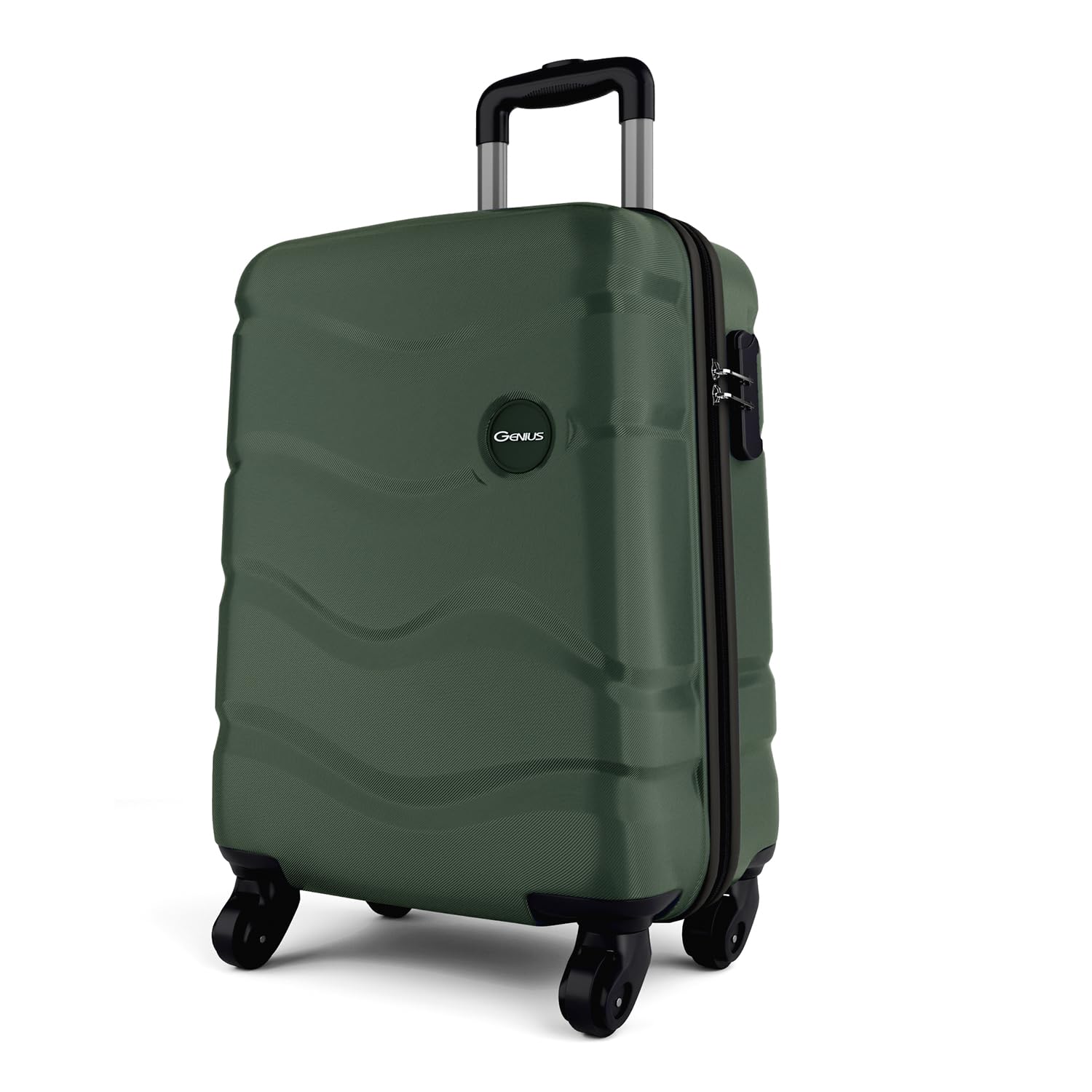 Safari Genius Fortis 55cm Cabin Trolley Bag Hard Case Polycarbonate, 4 Spinner Wheels, 360 Degree Wheeling Carry on Luggage, Travel Bag, Suitcase for Travel, Trolley Bags for Travel, Green