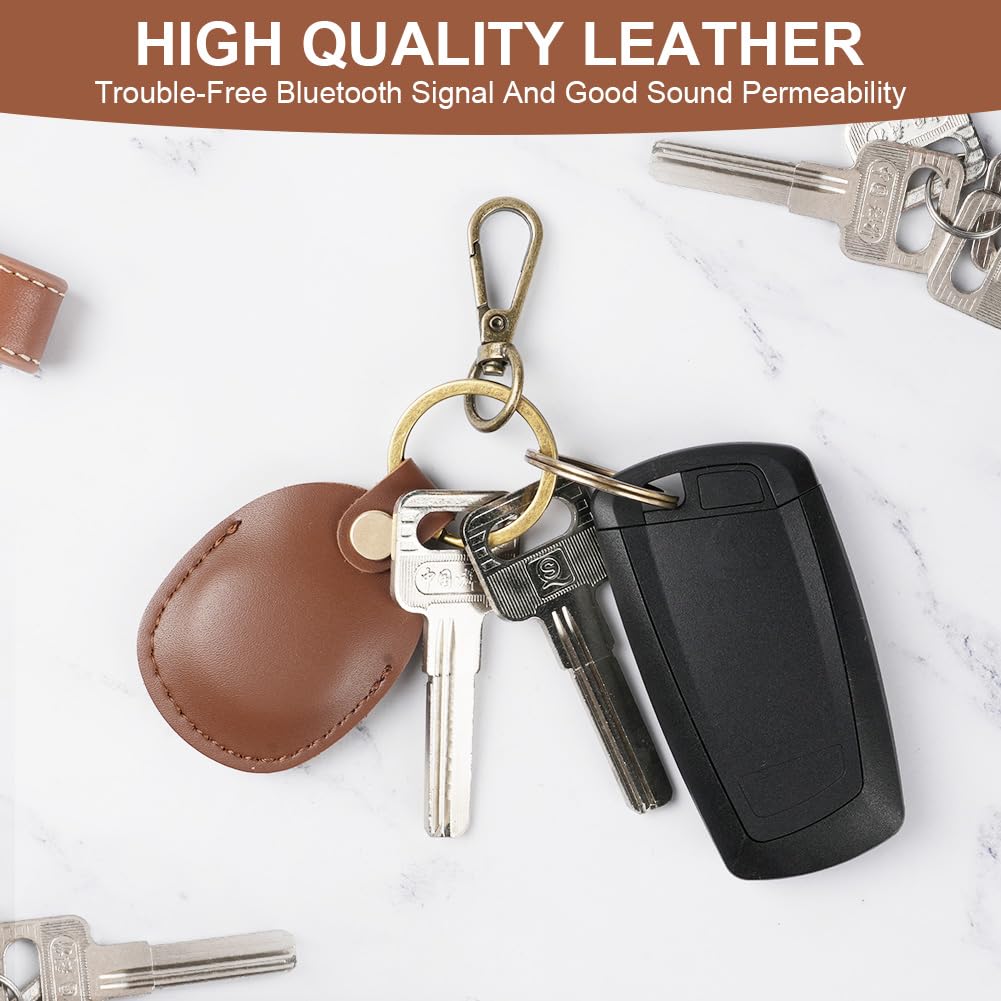 Ainiv Llavero para AirTag, Marrón Funda Protectora para AirTag, Colgante Hecho de Cuero, Resistente a Arañazos Estuche con Llavero Antipérdida, Funda de Soporte — view 5