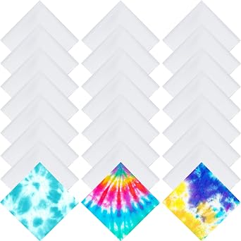 Chumia Cotton White Bandana for Tie Dying Bulk Blank Solid Handkerchiefs Unisex Bandanas Men Head Wrap, 22" x 22"