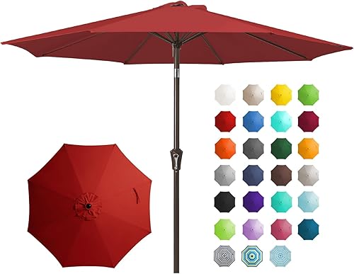Miniatura 30 de JEAREY Sombrilla de Patio Exterior de 9 Pies, Sombrilla de Mesa Exterior con Botón de Inclinación y Manivela, Sombrilla de Mercado con 8 Varillas