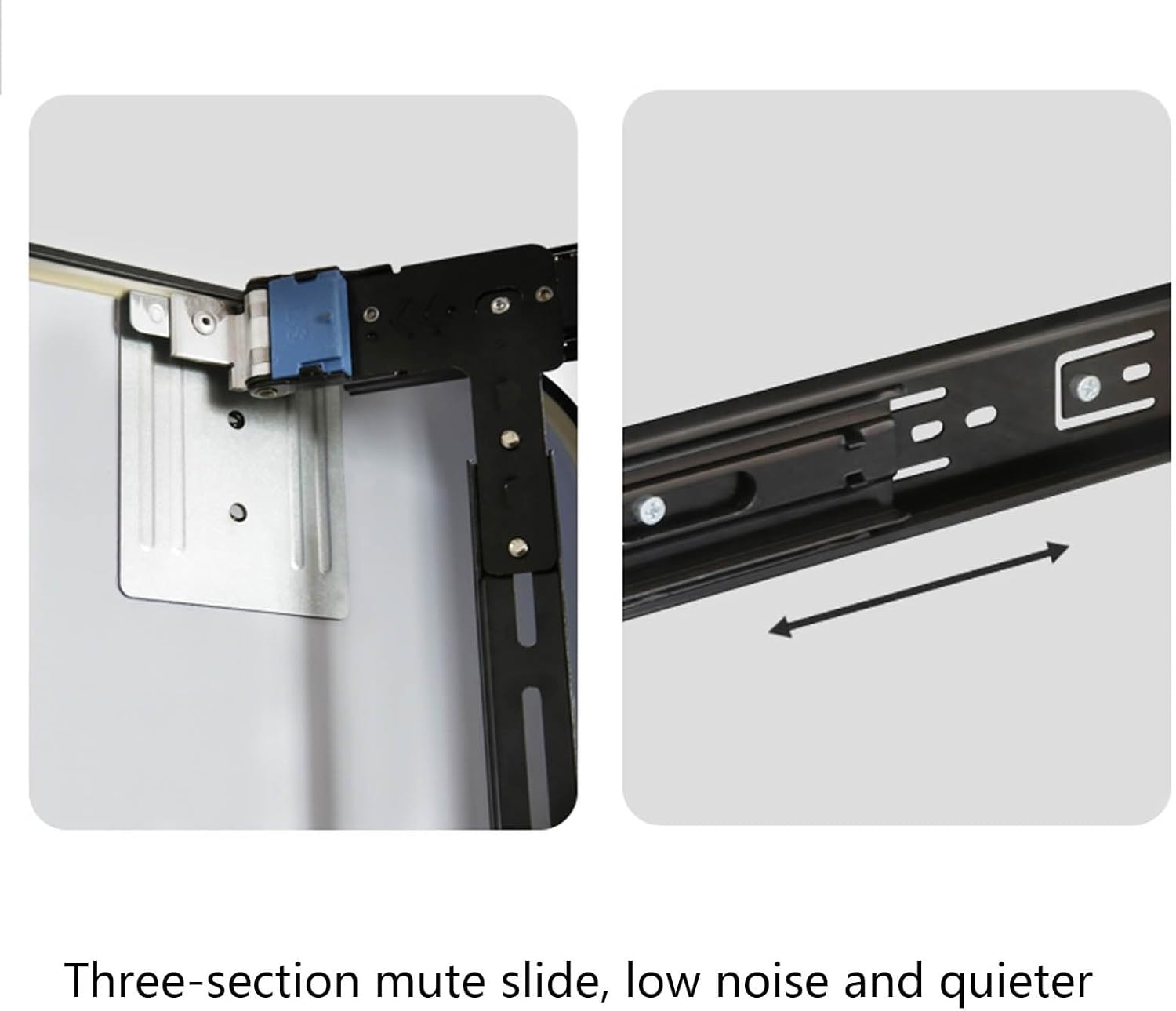 დეტალურად view of the three-section mute slide mechanism for smooth operation.