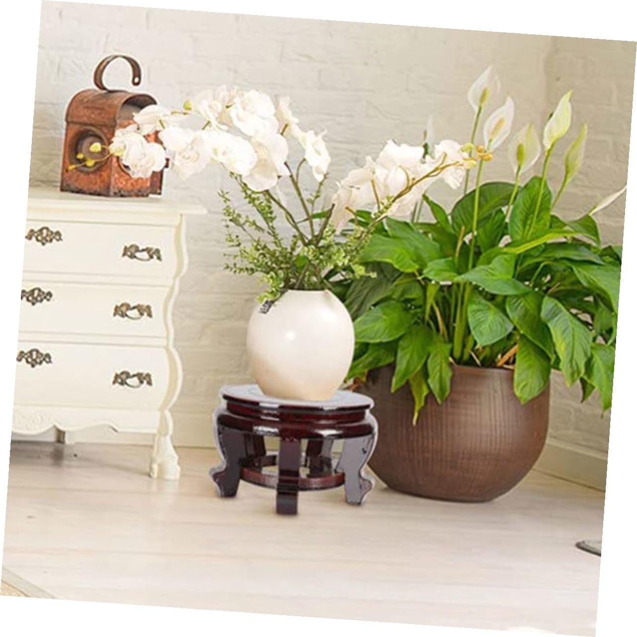Uonlytech Soporte de Madera para Macetas Base Estable y Protección del Suelo, Adecuado para Plantas en Maceta en Jardinería y Otros Espacios Interiores
