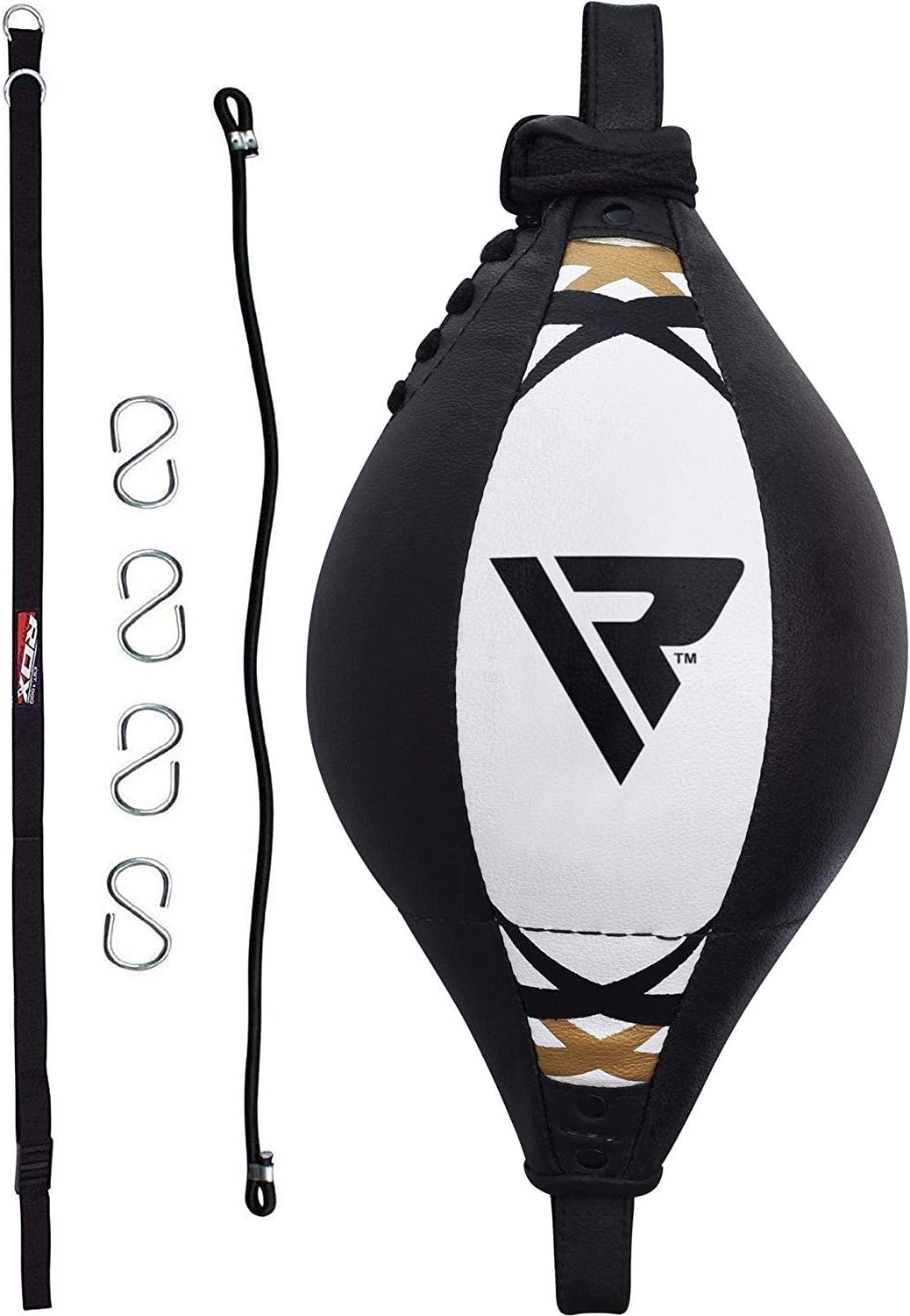 RDX Double End Speed Ball Maya Hide Leather Boxing Ball Dodge Speed Bag Punching MMA Training Workout Floor to Ceiling Rope