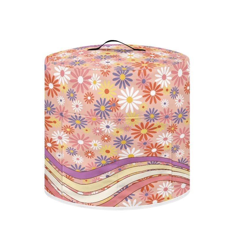 Jndtueit Hippie Daisy Rice Cooker Cover for Most Standard Rice Cookers 70s Swirl Flower Washable Machine Parts Accessories