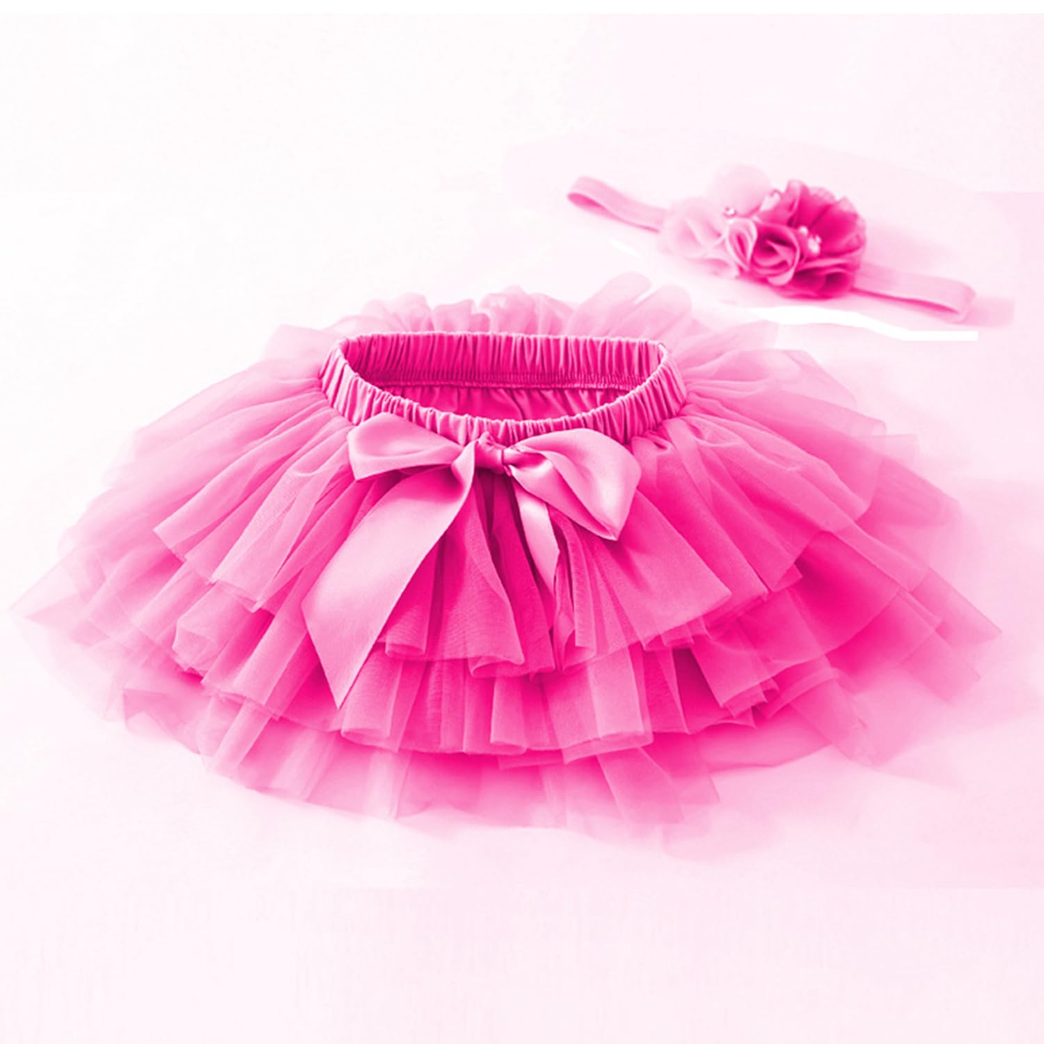 Jupe en tulle douce et moelleuse pour bébé fille avec housse de couche - Princesse - Ensemble tutu de fête avec bandeau à fleurs