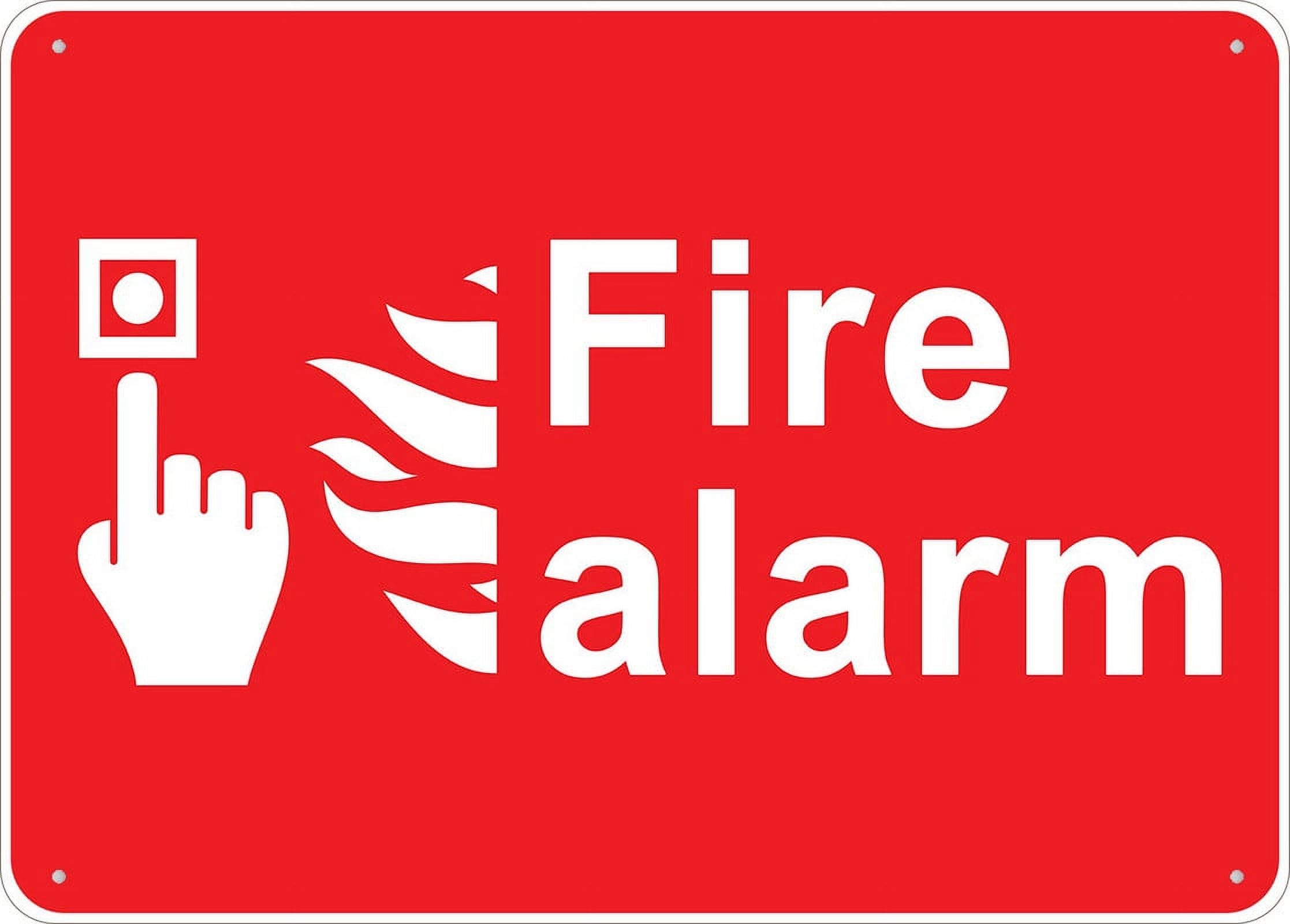 Fire Alarm Sign 12x8 inch Rust-Free Aluminum UV Ink Printing, Weatherproof Outdoor for Home