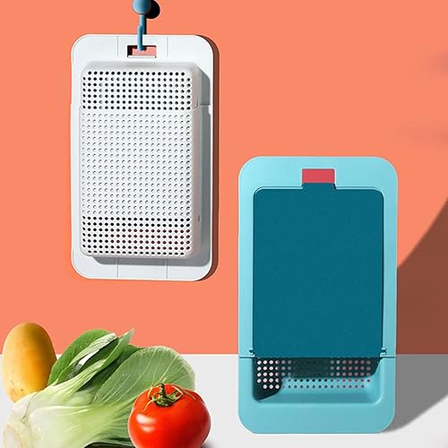 Miniatura 8 de Cabilock Colador retráctil gris sobre el fregadero con tabla de cortar frutas y verduras, cesta de drenaje ajustable para fregadero de cocina