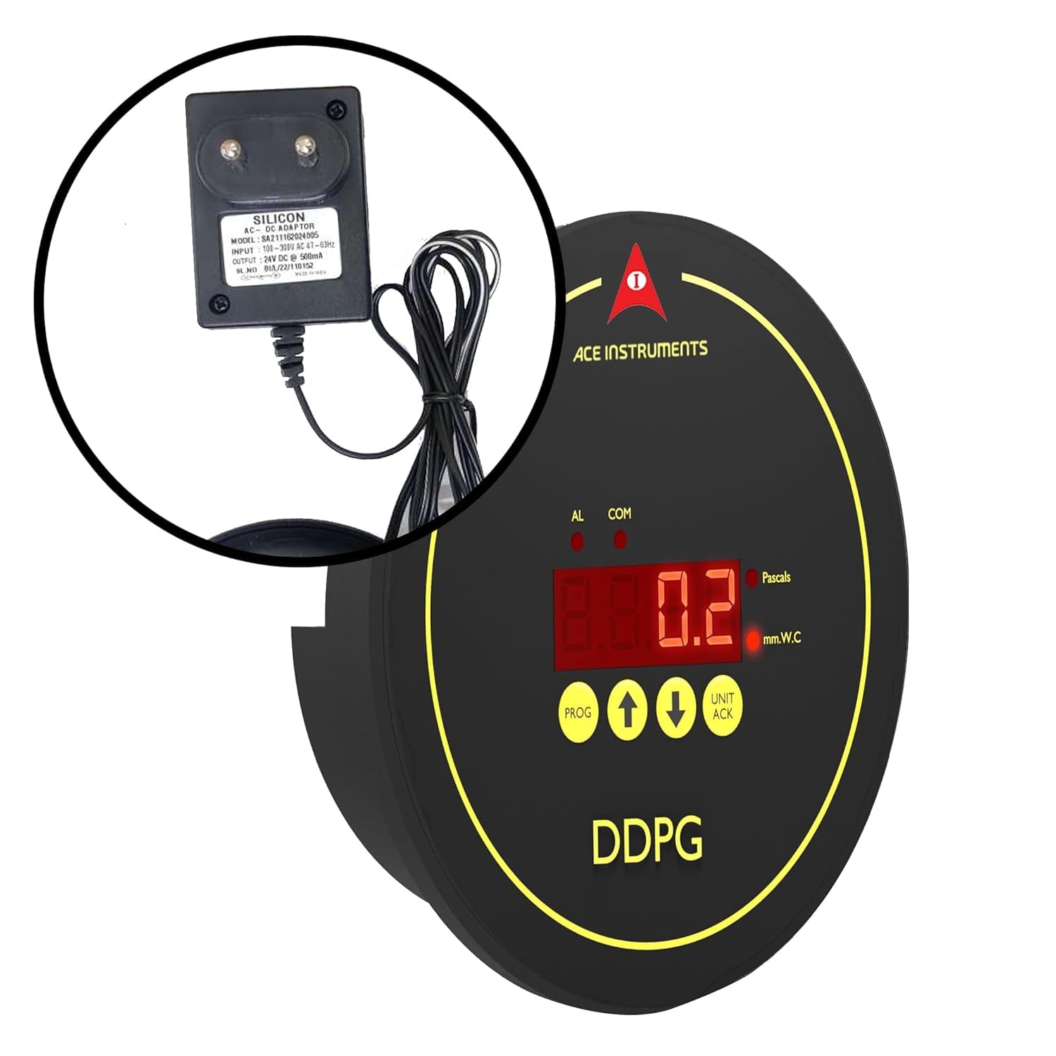 *Disponible en stock* Manómetro diferencial digital con caja de montaje en pared para salas negativas Hospitales Salas limpias HVAC junto con certificado de calibración Modelo: AI-DDPG