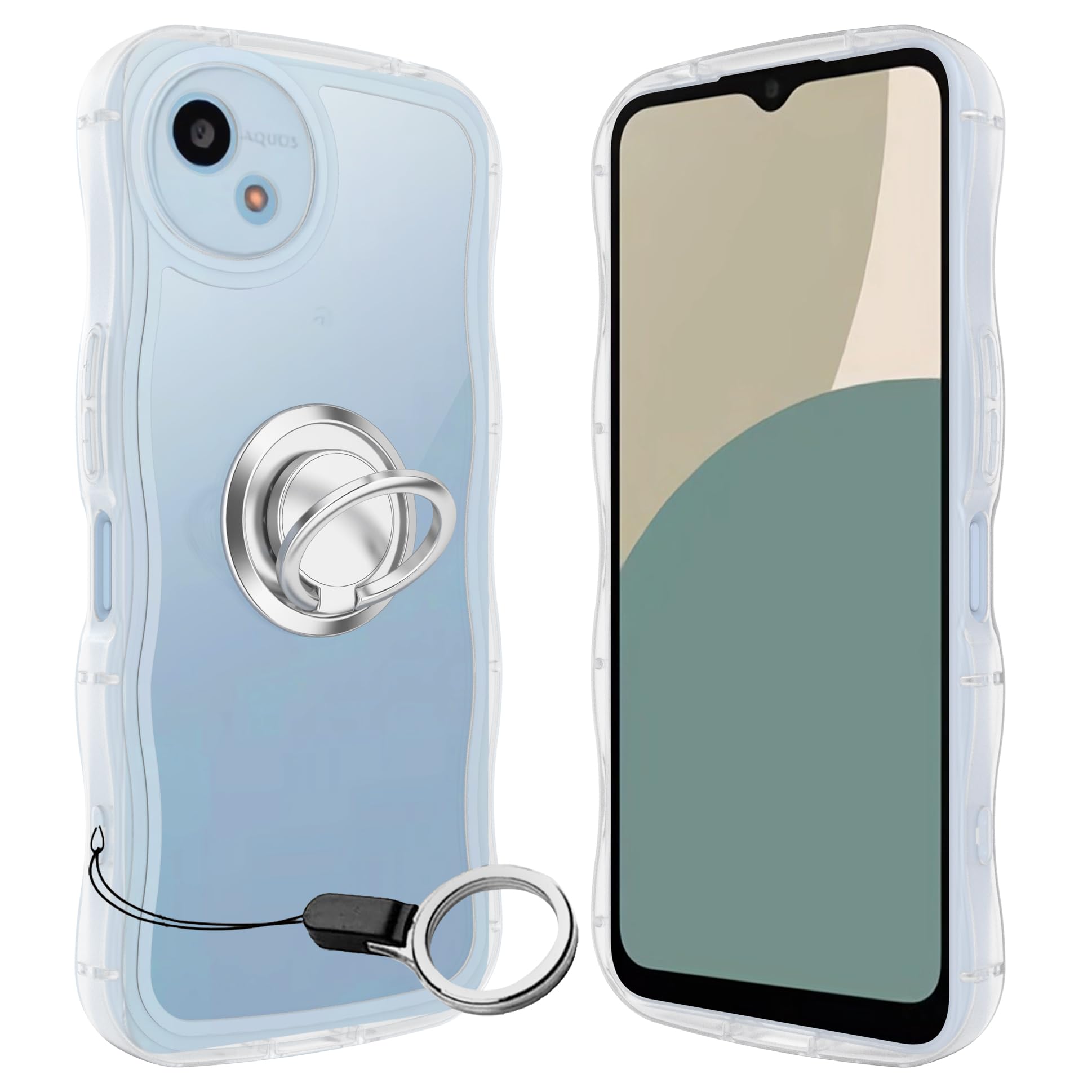 Amazon.co.jp: AQUOS wish4 ケース クリア ウェーブ リング付き SH-52E