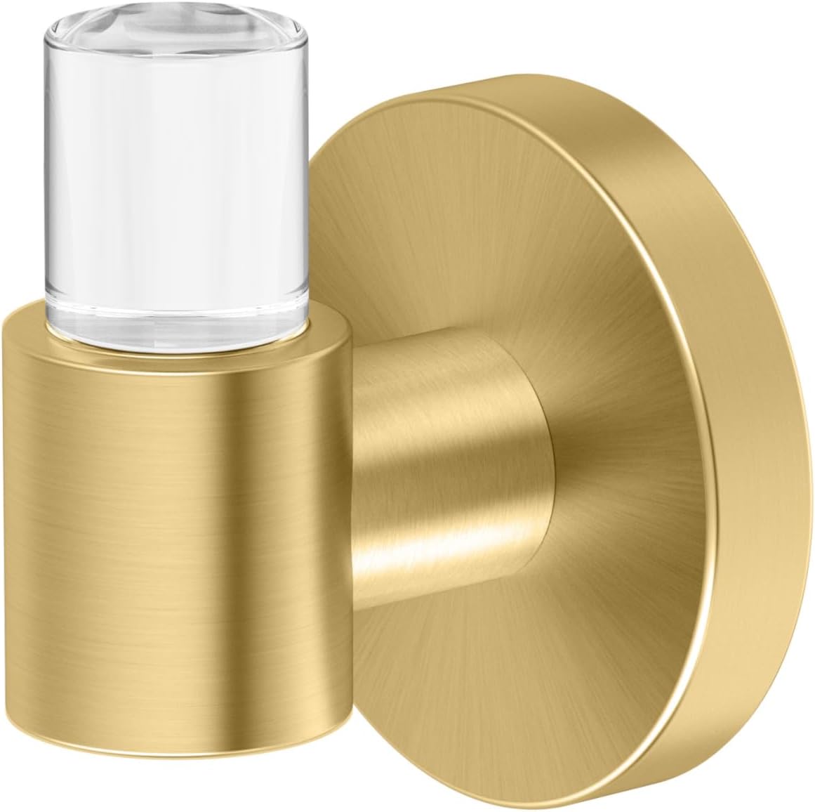 Gatco 5735 Clarion Bath Towel Hook | Wall Mount Bathroom Towel Holder, Modern Robe and Towel Hook | Acrylic & Brushed Brass Finish