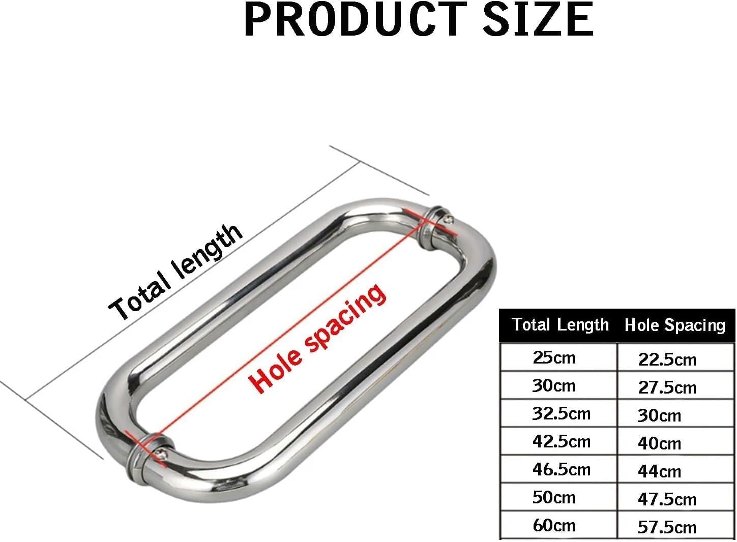 Shower Door Handle, Shower Door Handle Round,Sliding Glass Pull,Suitable for Retail Stores,Restaurant,and Offices(Pitch-22.5cm)