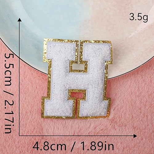 Miniatura 149 de 4 parches de letras de felpilla blanca, parches termo-adhesivas de 2.2", parches de letras de felpilla para ropa (M)