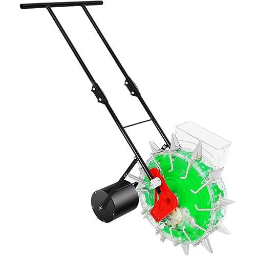 Precision Garden Seeder, Hand-Push Garden Seeder Row Planter with 12 Carousel Nozzles, Seed Spreader Push Planter Seeder for Peanut Corn Cotton Soybean
