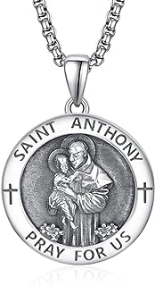 925 Sterling Silver Patron Saint Medals | Amulet Necklace Protection Jewelry for Men with 2.5mm 22"+2" Rolo Chain