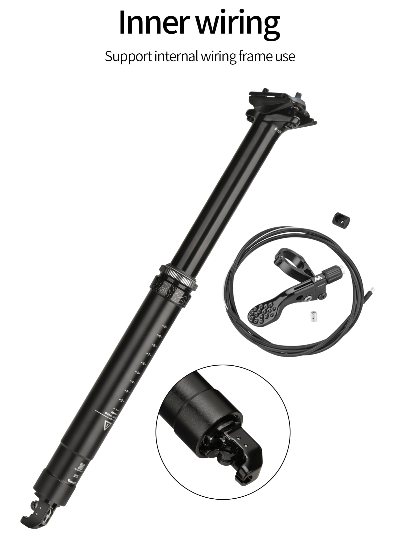 MEROCA 34,9 mm Dropper Sattelstütze für Mountainbikes – interne Routing, 125–200 mm Reise, Aluminiumlegierung, versiegeltes Design, verstellbarer Sattel mit zwei Bolzen (200 mm Travel, TranzX) Sport & Freizeit