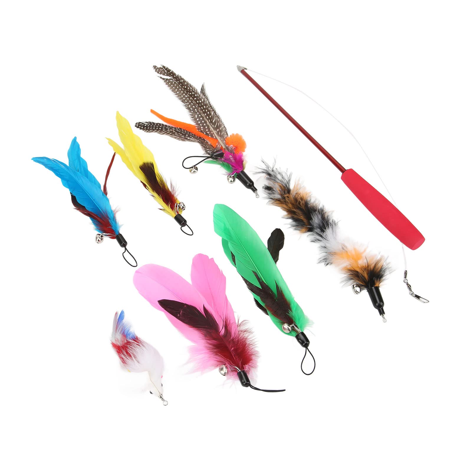 Baguette en Plumes de Chat, Jouet rétractable, 3 Sections, Jouet interactif en Plumes pour Chats et Chatons, 9 pièces