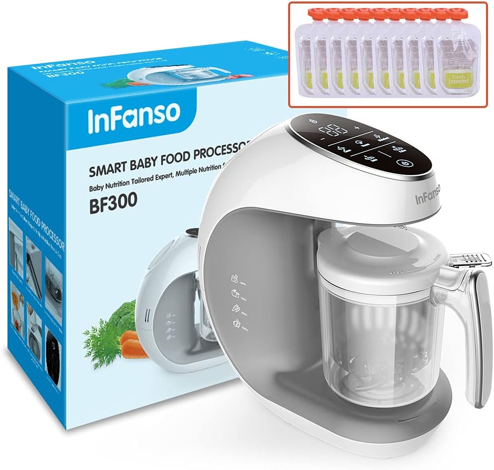 Baby Food Maker Food Processor BF300 for Infants and Toddlers 7 in 1 Organic Food Making Machine with Steam Cooker, Blender, Chopper, Defroster, Reheater, Disinfector and Auto Cleaning