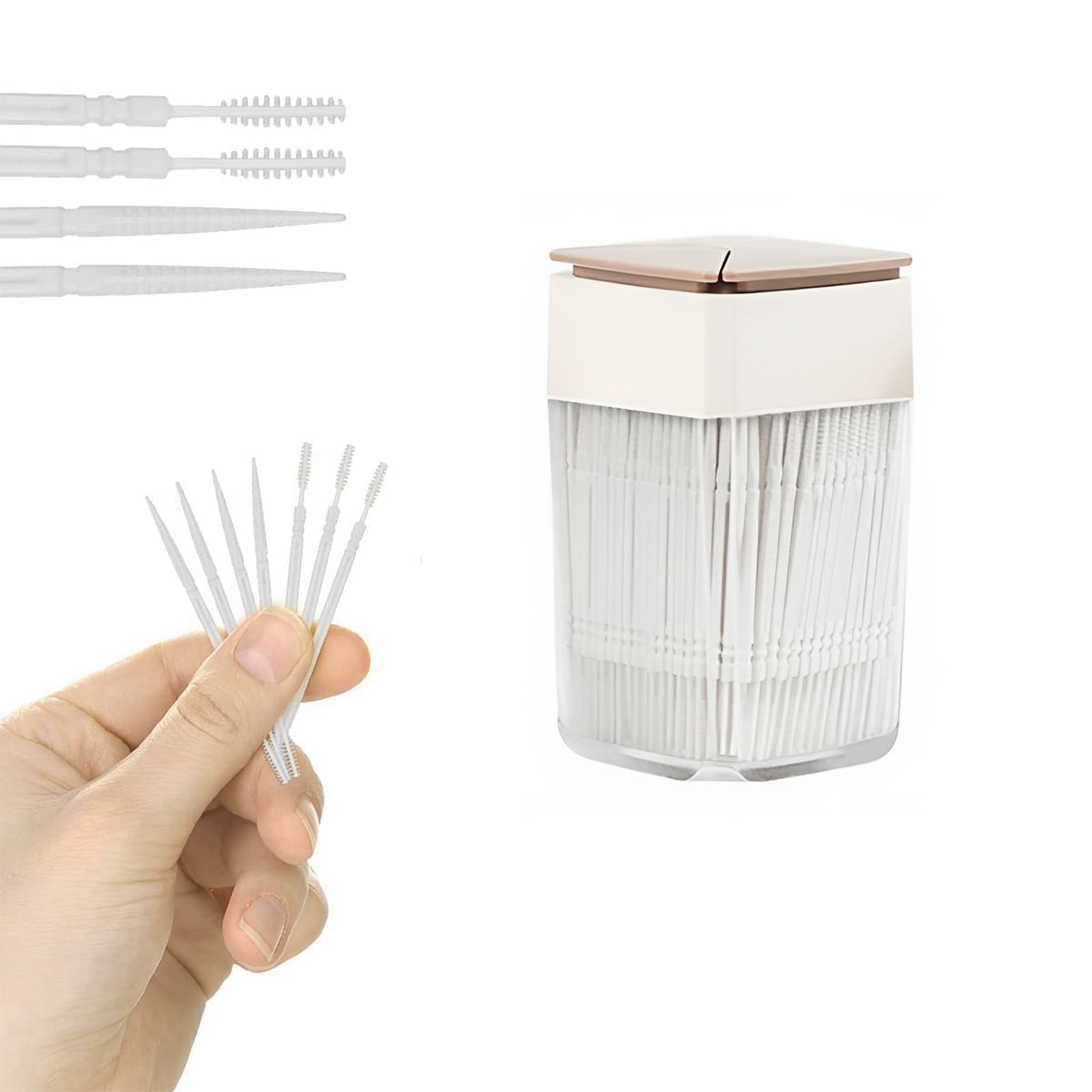 200PCS Toothpick,Interdental Brush for Teeth,Double Head Dental Floss Interdental Toothpick,Plastic Toothpicks for Teeth for Teeth Cleaning Tools(White)