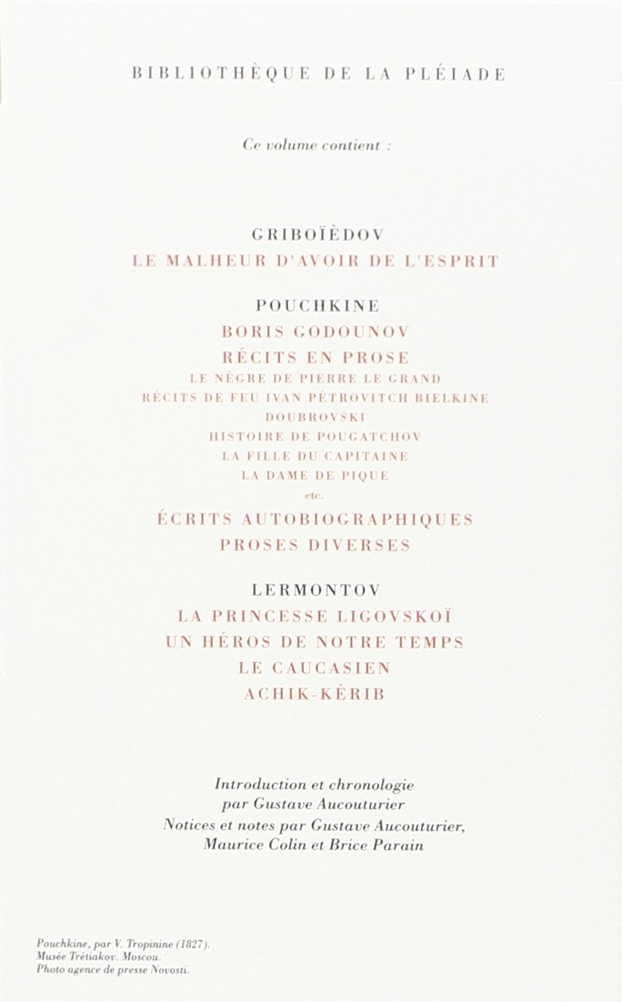Pouchkine - Griboïedov - Lermontov : Oeuvres