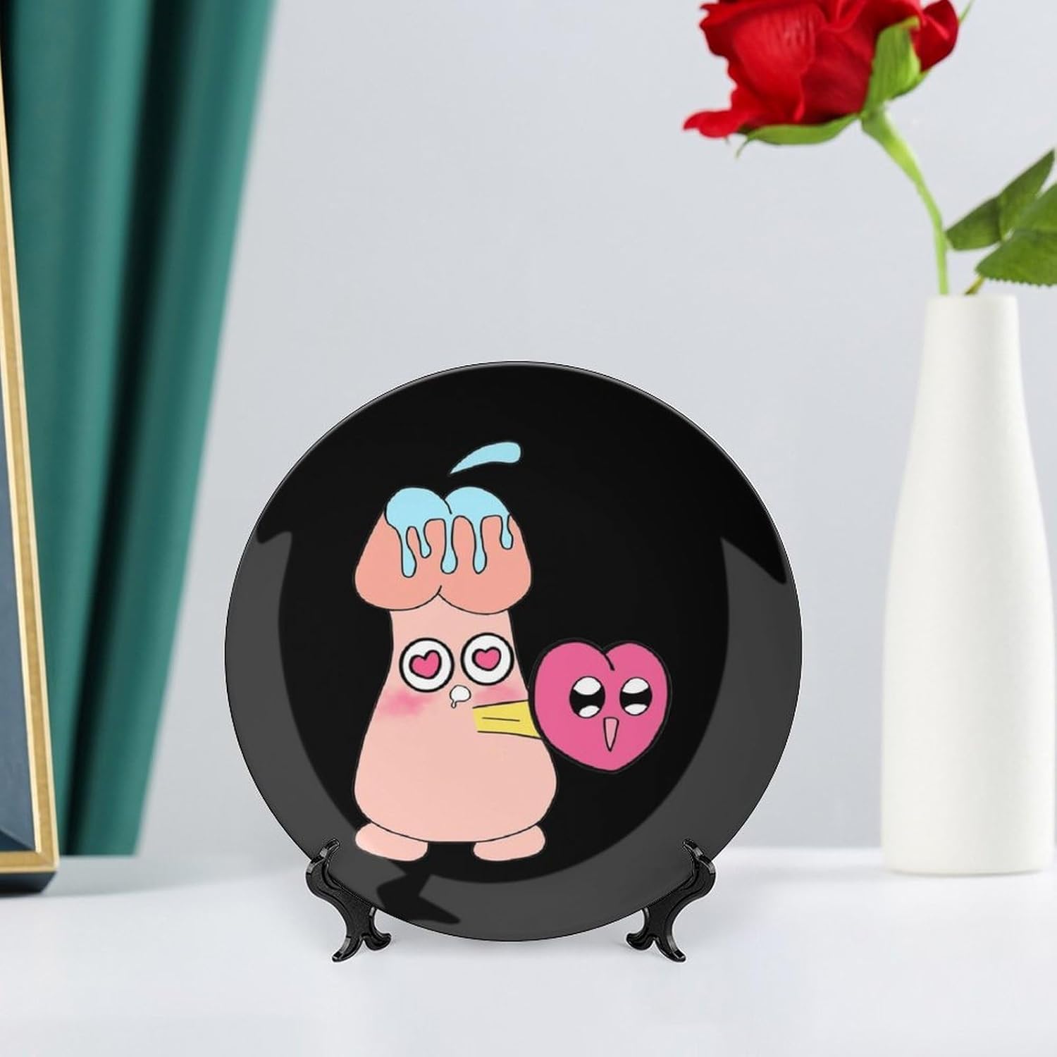 Penis Dick Decorative Plates for Display Ceramic Plate Tray with Stand Hanger Home Decor