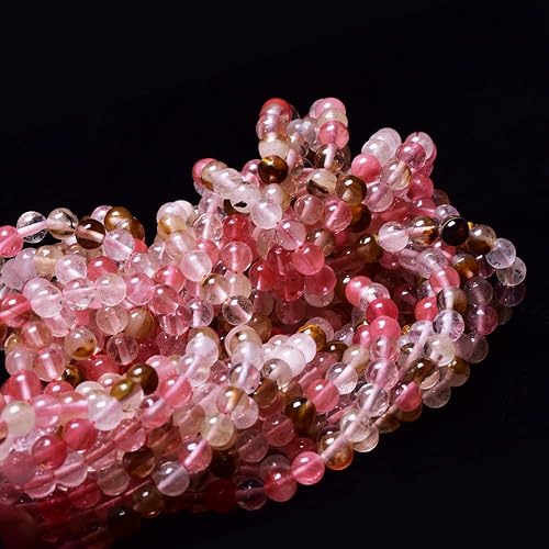 Miniatura 4 de Piedra natural de 0.315 pulgadas (0.315 in) de sandía y turmalina, cuentas redondas de cristal energético, piedras preciosas sueltas, cuentas lisas