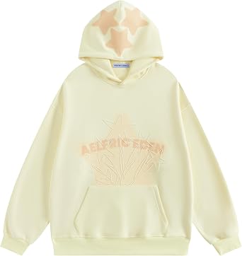 Aelfric Eden Womens Oversized Hoodies Beading Star Graphic Hoodie Pullover Unisex Y2K Hooded Sweatshirt