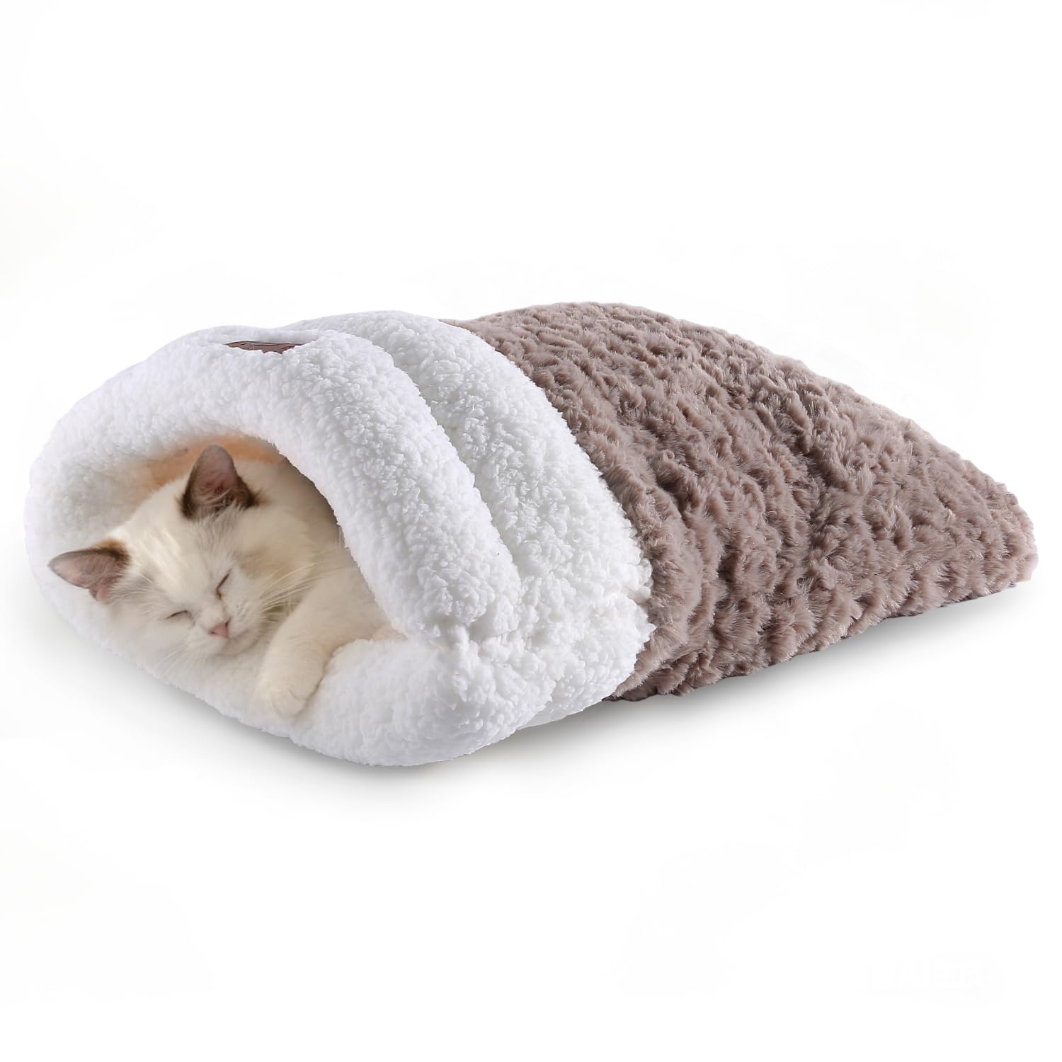 NODARKO Coffee Double-Layer Faux Fur Cat Cave