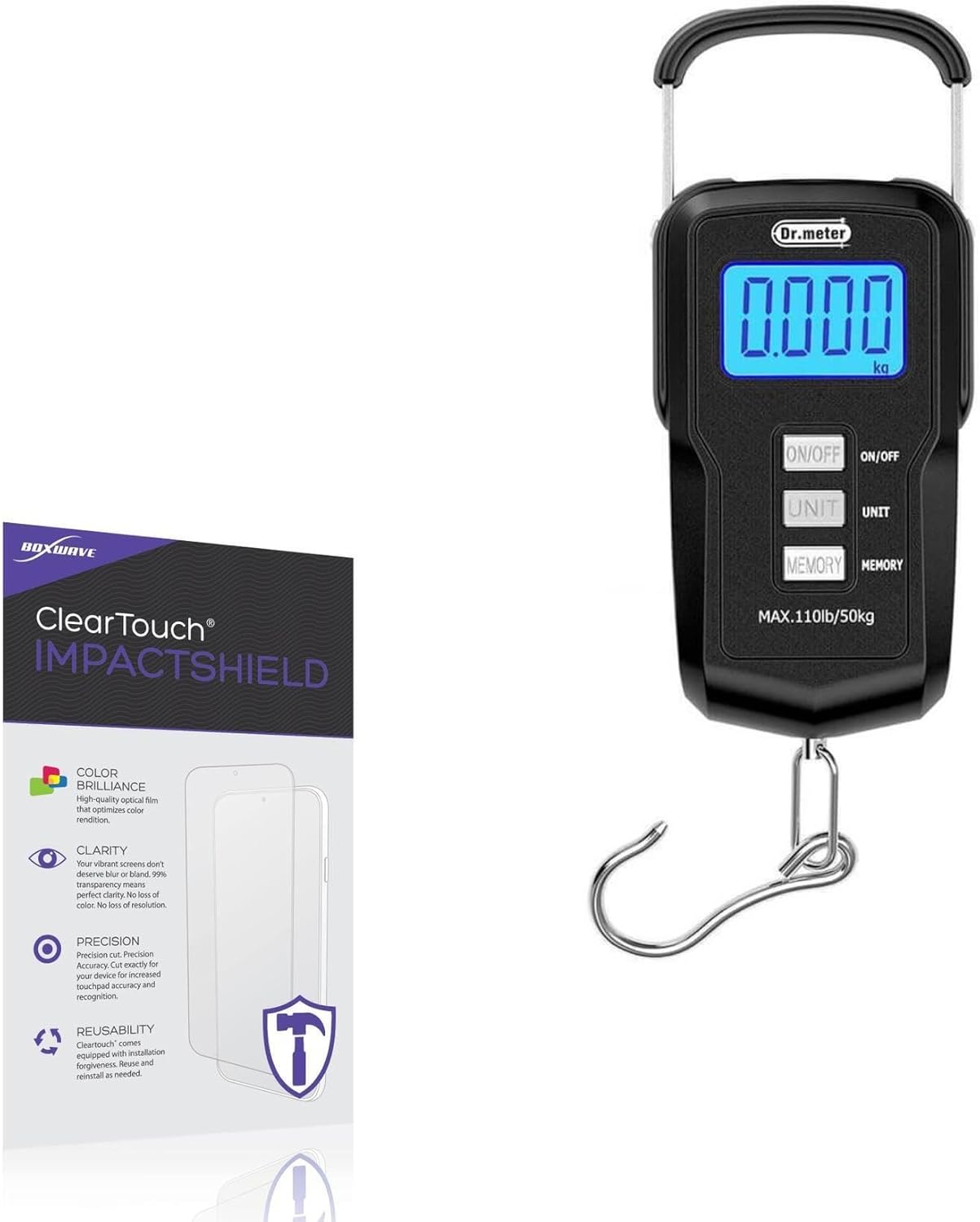 BoxWave Screen Protector Compatible with Dr.Meter Fishing Scale FS01 - ClearTouch ImpactShield (2-Pack), Impenetrable Screen Protector Flexible Film