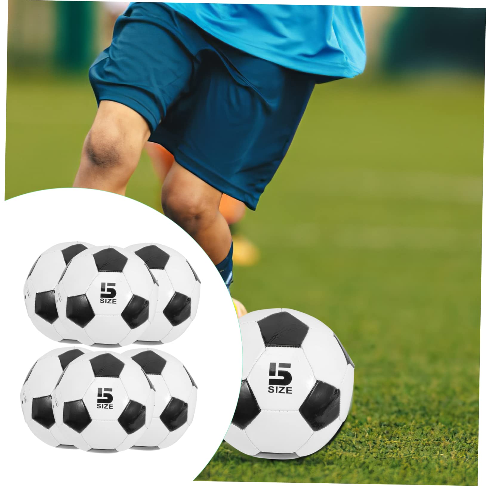 Toyvian 6 Balones de Fútbol de PVC Tamaño 5 para Entrenamiento Infantil, Resistentes al Desgaste Buen Tacto para Práctica en Campo
