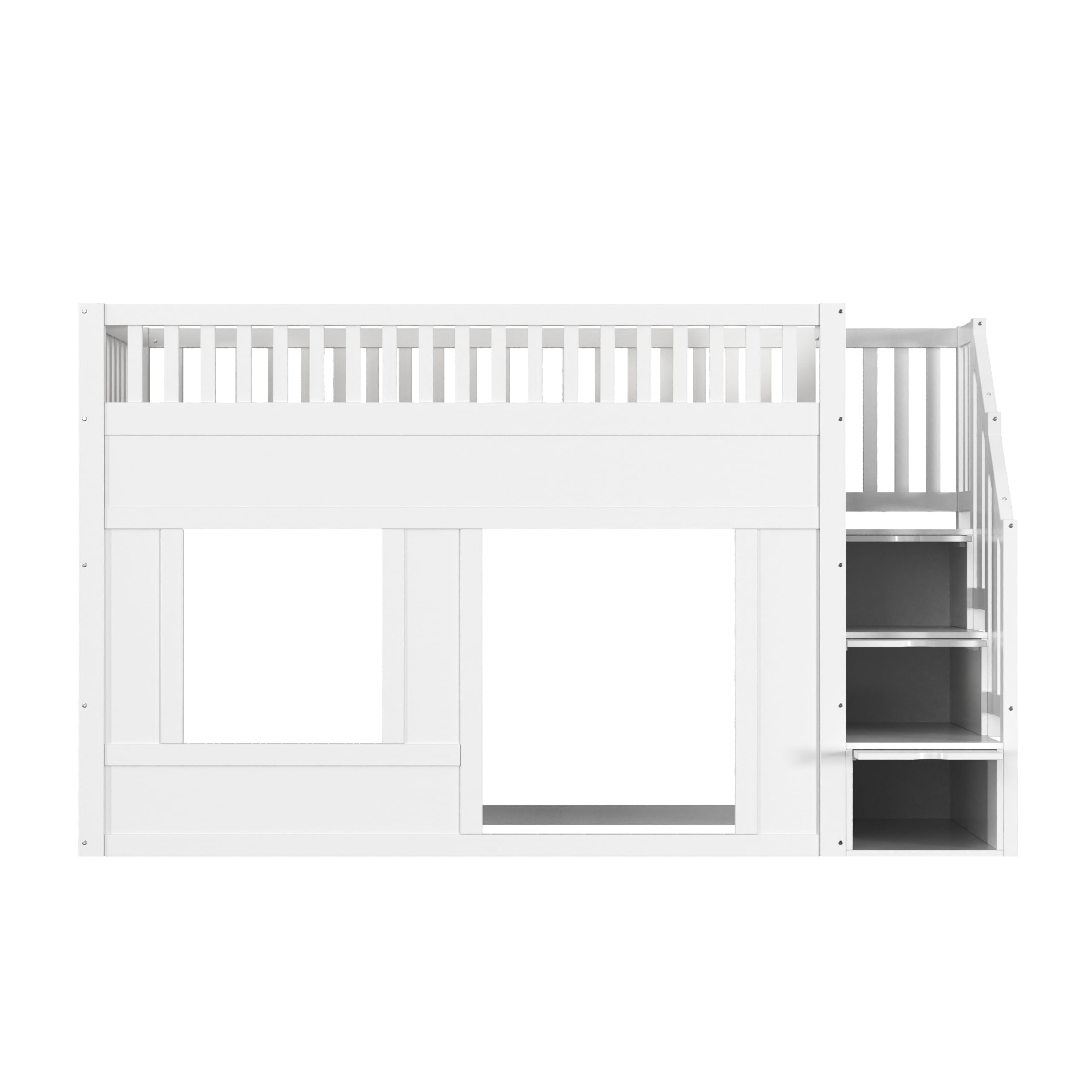 Cuna Litera 90 x 200 cm Blanca Cama Alta Multifuncional Cama Infantil con Armario Escaleras Espacio Convertible Debajo Sin Colchón